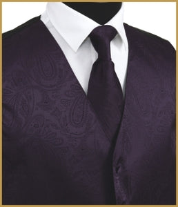 Paisley Vest and Tie Sets - Amethyst