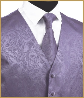 Paisley Vest and Tie Sets - Lavender