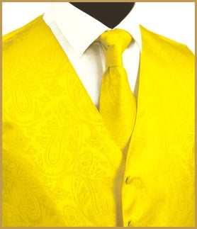 Paisley Vest and Tie Sets - Yellow