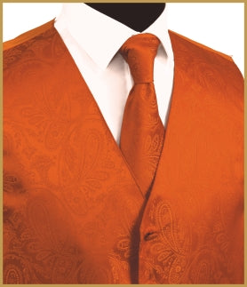 Paisley Vest and Tie Sets - Burnt Orange