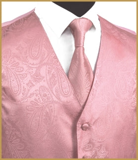 Paisley Vest and Tie Sets - Light Blush Pink