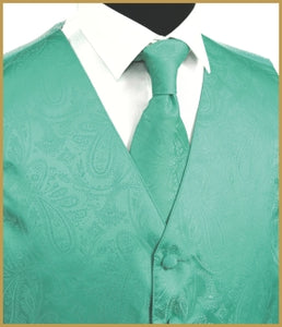 Paisley Vest and Tie Sets - Soft Aqua Green