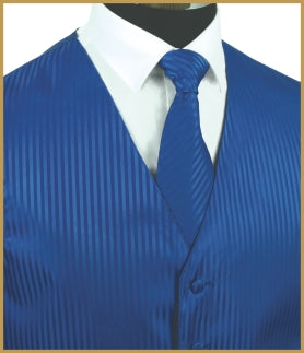 Tonal Stripe Vest and Tie Sets - Royal Blue