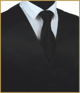 Solid Vest and Tie Sets - Black