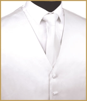 Solid Vest and Tie Sets - White