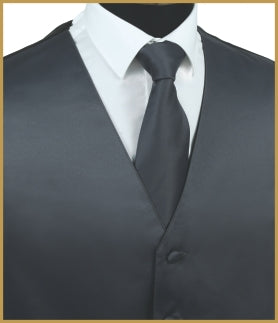 Solid Vest and Tie Sets - Dark Grey