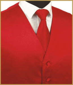 Solid Vest and Tie Sets - Red