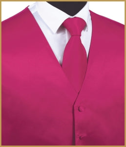 Solid Vest and Tie Sets - Hot Pink