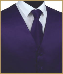 Solid Vest and Tie Sets - Dark Purple