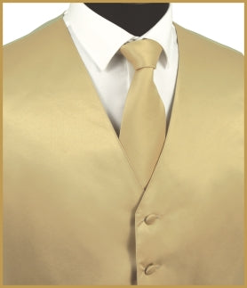 Solid Vest and Tie Sets - Light Caramel