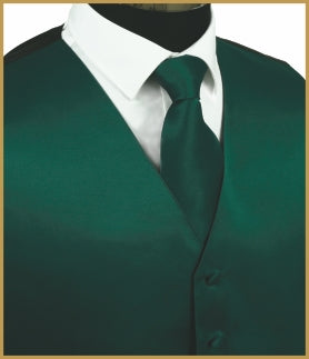 Solid Vest and Tie Sets - Hunter Green