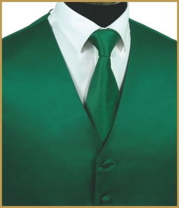 Solid Vest and Tie Sets - Dark Green