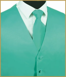 Solid Vest and Tie Sets - Aqua Green