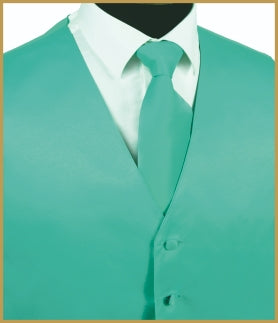 Solid Vest and Tie Sets - Aqua Green