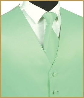 Solid Vest and Tie Sets - Soft Mint Green