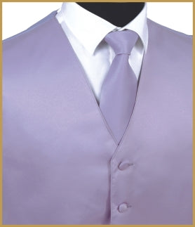 Solid Vest and Tie Sets - Lavender