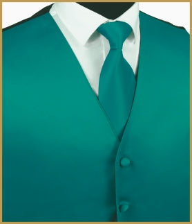 Solid Vest and Tie Sets - Dark Cyan