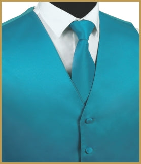 Solid Vest and Tie Sets - Teal