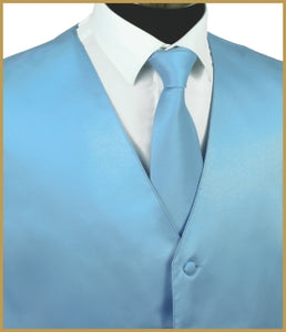 Solid Vest and Tie Sets - Soft Blue