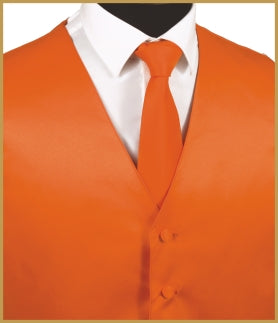 Solid Vest and Tie Sets - Pumpkin Orange