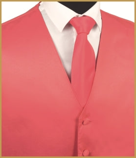 Solid Vest and Tie Sets - Warm Pink