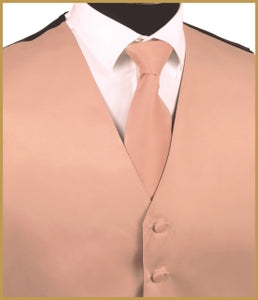 Solid Vest and Tie Sets - Soft Peach