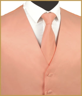 Solid Vest and Tie Sets - Coral