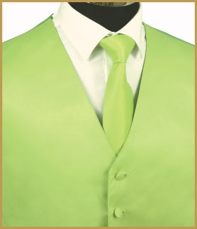 Solid Vest and Tie Sets - Soft Lime Green