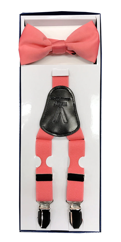 Boys Suspenders - Coral