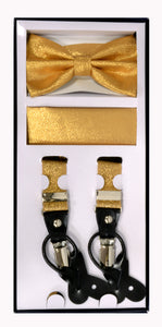 3 Piece Metallic Suspender Sets - Metallic Gold