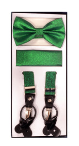 3 Piece Metallic Suspender Sets - Metallic Green