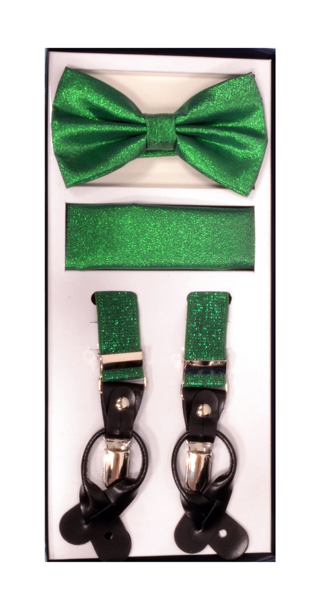 3 Piece Metallic Suspender Sets - Metallic Green