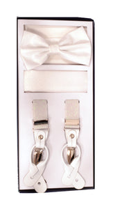 3 Piece Metallic Suspender Sets - Metallic Pearl