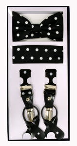 3 Piece Patterned Suspender Sets - Polka Dot