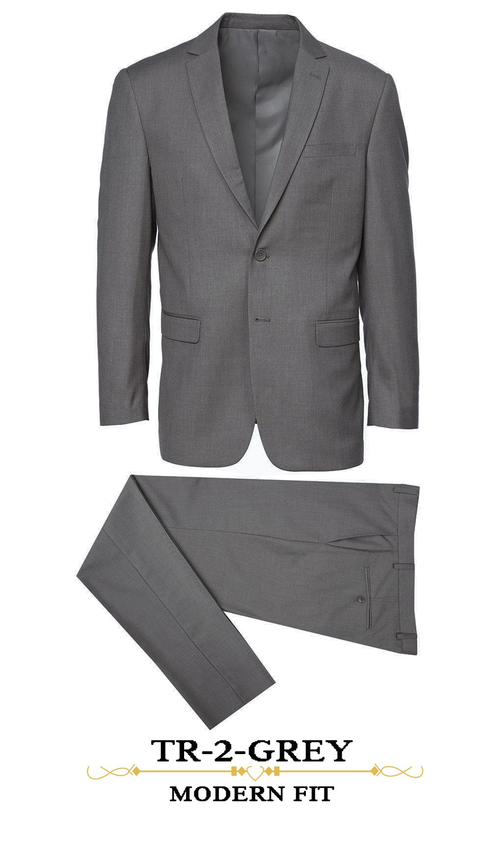 TR 2 Grey Modern Fit - 2 Piece Suit