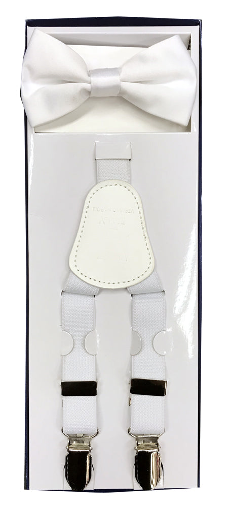 Boys Suspenders - White