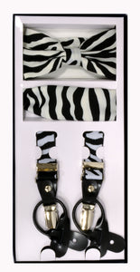 3 Piece Patterned Suspender Sets - Zebra