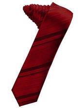 Load image into Gallery viewer, Fuschia Striped Satin Skinny Necktie
