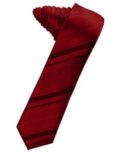 Pink Striped Satin Skinny Necktie