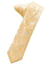 Load image into Gallery viewer, Golden Tapestry Satin Skinny Necktie
