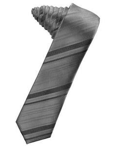 Apricot Striped Satin Skinny Necktie