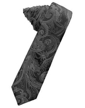 Load image into Gallery viewer, Golden Tapestry Satin Skinny Necktie
