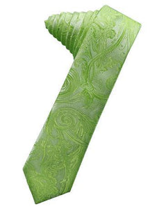 Sage Tapestry Satin Skinny Necktie