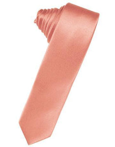 Tangerine Luxury Satin Skinny Necktie