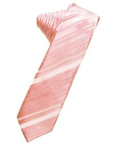 Bubblegum Striped Satin Skinny Necktie