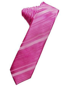 Pink Striped Satin Skinny Necktie