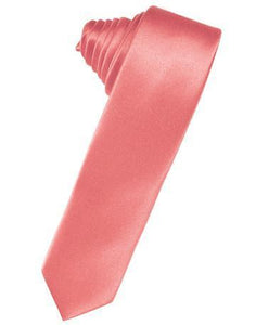 Tangerine Luxury Satin Skinny Necktie