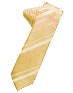 Golden Striped Satin Skinny Necktie