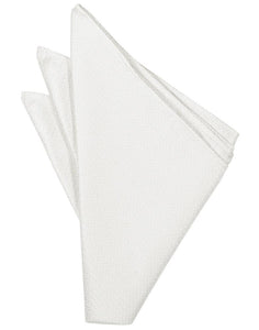 Pure White Herringbone Pocket Square