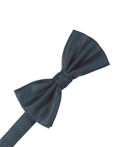 Blue Ice Herringbone Bow Tie